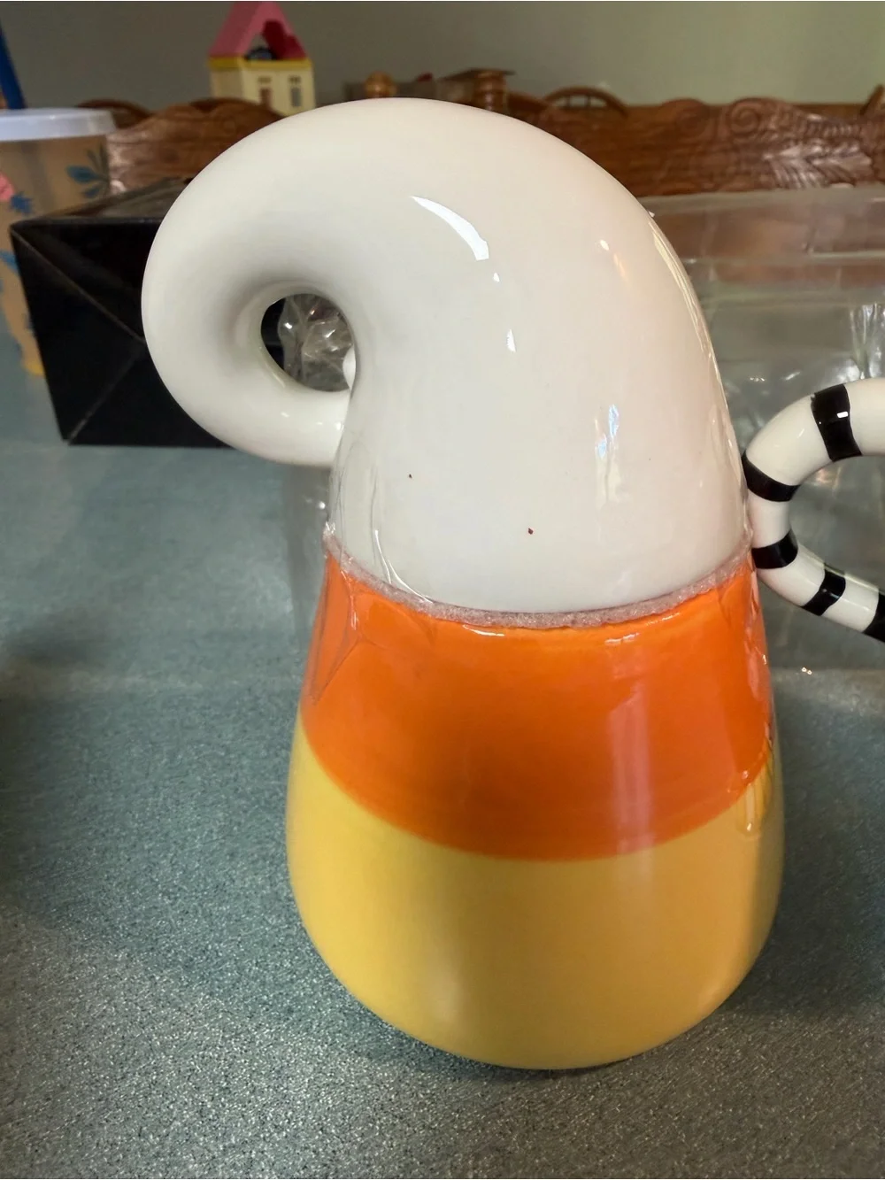 Johanna Parker Carnival Cottage Candy Corn Ghost Halloween Creamer Sugar Set